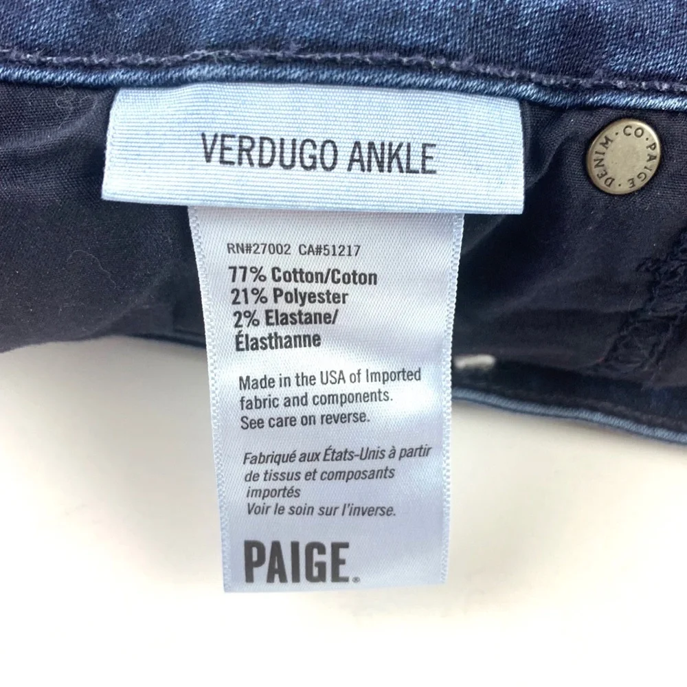 ALL JEANS DISCOUNTED!- PAIGE $179 Verdugo Skinny Ankle Jeans - Picture 7 of 8